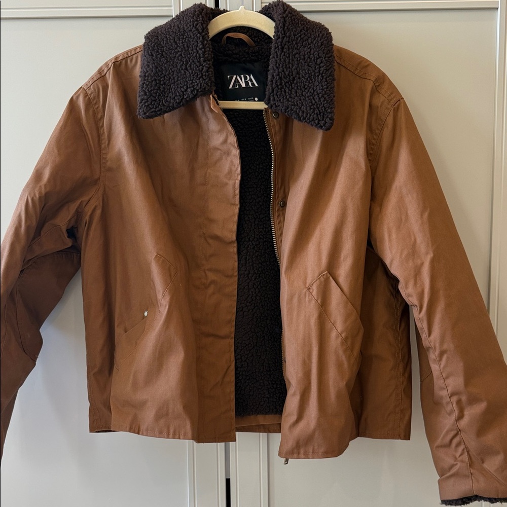 Zara Tan Jacket with Dark Collar
